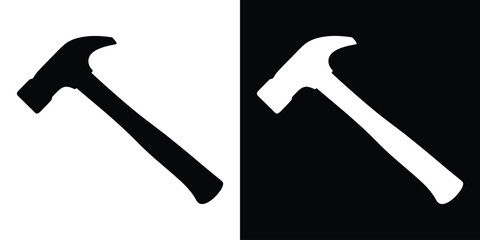 hammer icon vector silhouette, claw hammer tool vector illustration