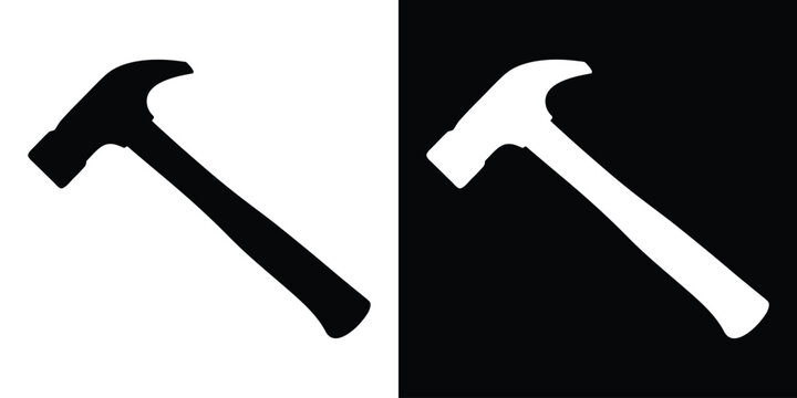 hammer icon vector silhouette, claw hammer tool vector illustration