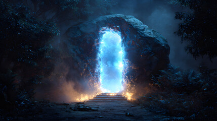 Burning fire and water in the sky at night