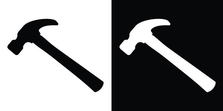 hammer icon vector silhouette, claw hammer tool vector illustration