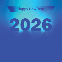 Happy New Year 2026 Celebration Greeting Blue Background