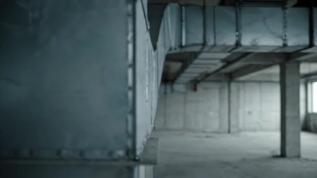 Bare industrial interior with exposed ductwork