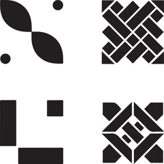 Four Abstract Geometric Icons and Patterns vector illustration