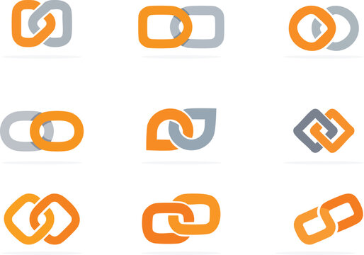 Interlocking Geometric Link Logo Set