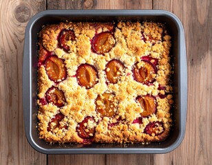 Frisch gebackener Zwetschgenkuchen mit knuspriger Streuselkruste