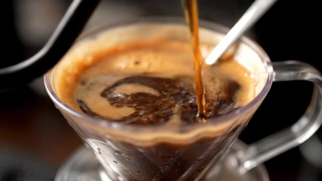 Pour over coffee brewing process
