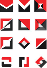 Abstract Geometric Square and Triangle Logo Set