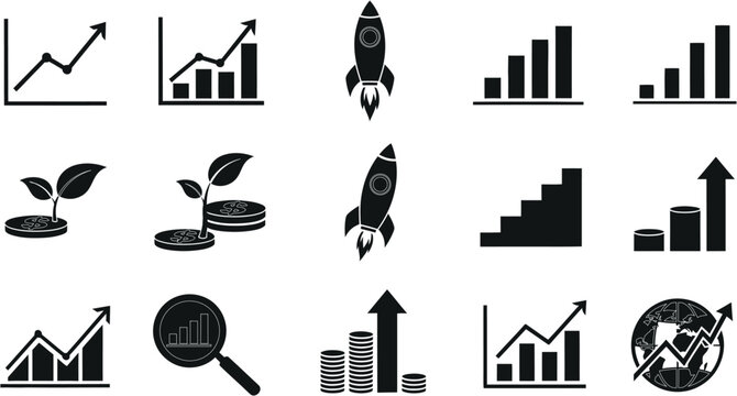 Business growth and stock market trends illustrated with candlestick charts