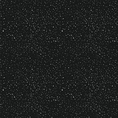 
Outer space, starry dark sky, seamless pattern, black and white texture. Chaotic point spraying. Vector background