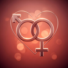 Male & Female Symbols with Heart - Love and Relationship