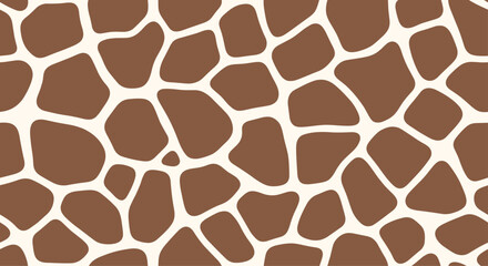 Obraz premium A seamless and repeating background pattern of giraffe skin, featuring characteristic brown spots on a cream-colored backdrop.