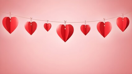 Valentine s day red heart garland decoration