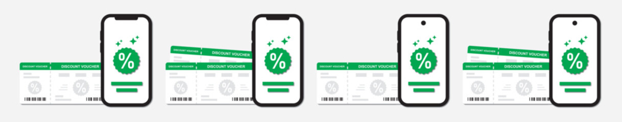 Discount voucher phone icon, vector illustration