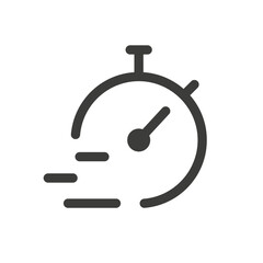 Speed ​​time icon. Line sign. Fast symbol. Stopwatch mode icon. Fast time concept.