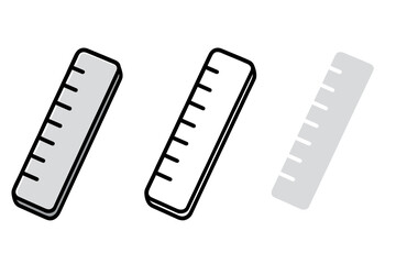 Fototapeta premium Three rulers in different styles: solid, outline, and faded, representing measurement tools