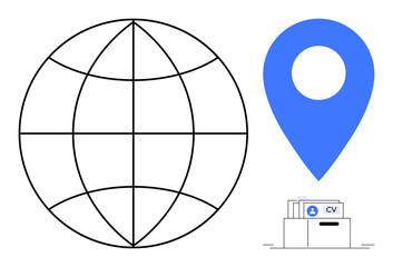 CV management concept. CV management ed by resume storage, geolocation, and global connectivity. CV management for hiring, global recruitment, and digital HR solutions. job applications, networking