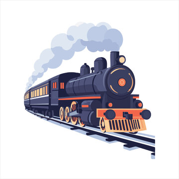 vector Vintage steam train on tracks