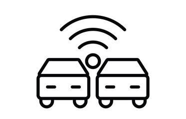 Wireless Communication Between Two Modern Cars Technology Concept