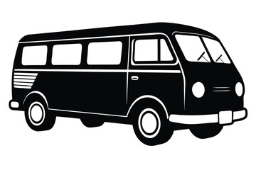 minibus silhouette line art vector illustration