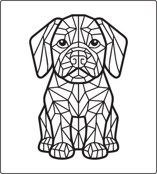 Dog coloring for adults with zentangle stylized black outline vector elements