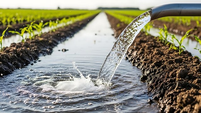 Water irrigation for cultivating crops in a farming field