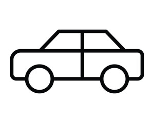 Simple Outline of a Car in Minimalist Style on White Background