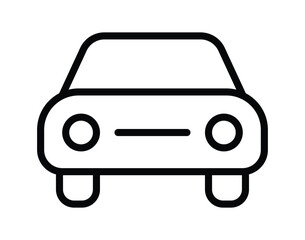 Minimalistic Line Drawing of a Front View of a Compact Car Outline