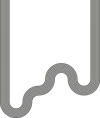 Striped path presenting an extended curved route with continuous directional flow.