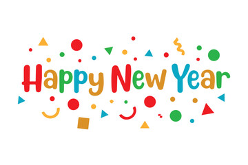 Happy New Year Brush Calligraphy Typography Vector Design