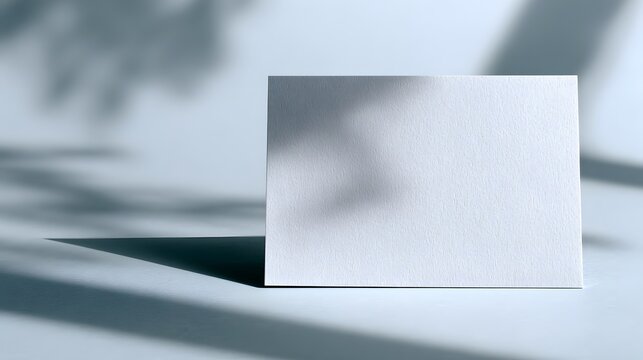 Minimalist white square card mockup with shadows and natural light on a blue background. - Powered by Adobe