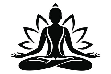 lotus pose silhouette line art vector illustration