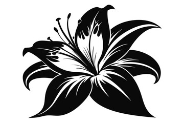 lily silhouette line art vector illustration