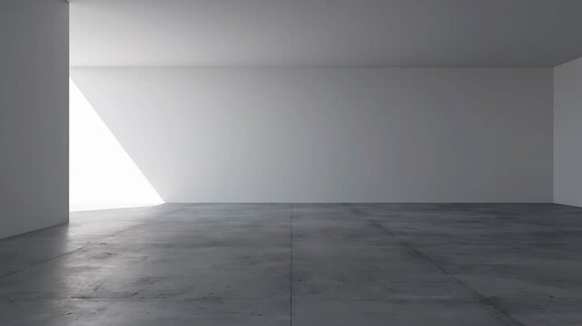 Sunlight transforms minimalist concrete room into dynamic play of light and shadow