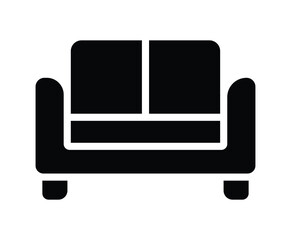 Modern Minimalist Sofa Icon in Solid Black Silhouette Design Style