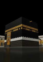 The Kaaba building in Mecca at night