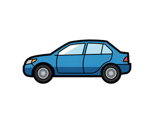 Fototapeta premium Blue Sedan Car Illustration on White Background automobile isolated on a transparent background