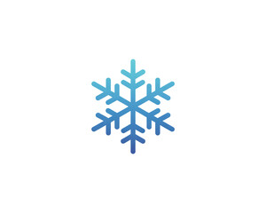 Blue snowflake icon with gradient on white background isolated on a transparent background