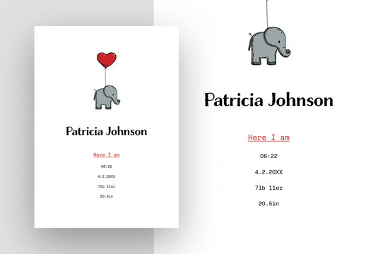 Minimal Birth Card Layout