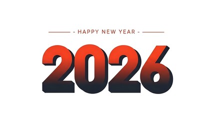 Happy new year 2026 celebration text with gradient numbers on white background