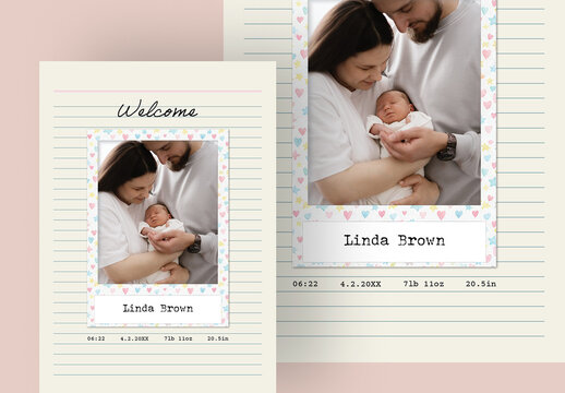 Baby Birth Card Layout