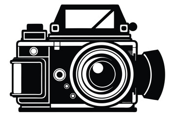large format camera silhouette line art vector illustration