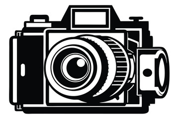 large format camera silhouette line art vector illustration