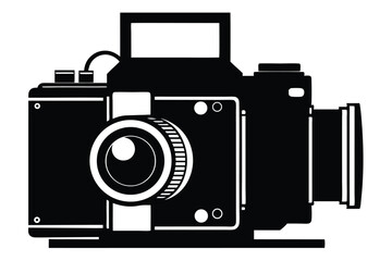 large format camera silhouette line art vector illustration