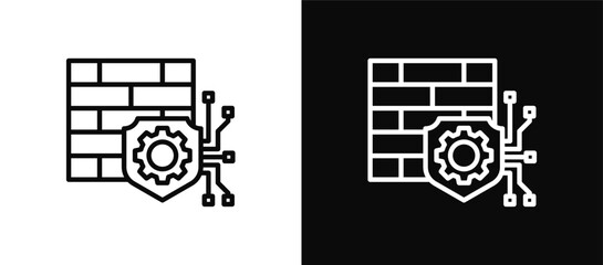 Firewall Configuration icon set black and white