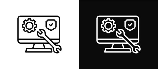 System Hardening icon set black and white