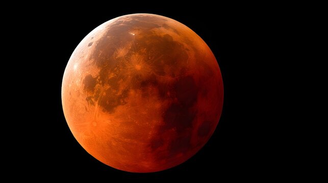 Stunning Blood Moon - A Celestial Spectacle in the Night Sky, Witnessed During Lunar Eclipse. - Powered by Adobe