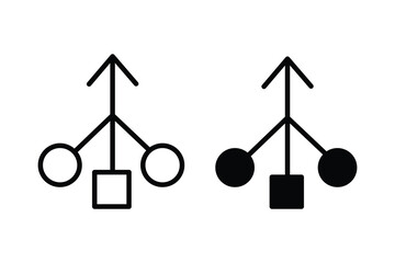 Consolidation icon set Outline and Filled Circles With Arrow vector. 