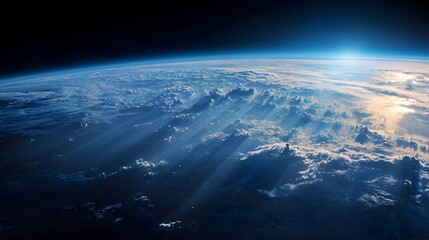 Fototapeta premium Stunning View of Earth from Space - A Breathtaking Perspective of Our Planets Atmosphere.