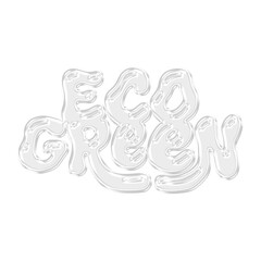 Fototapeta premium Glossy 3D white Eco Green typography text for environmental protection, sustainable energy, and nature care