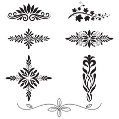 Obraz premium Elegant Floral Divider Ornaments Silhouette Collection Vintage Botanical Designs